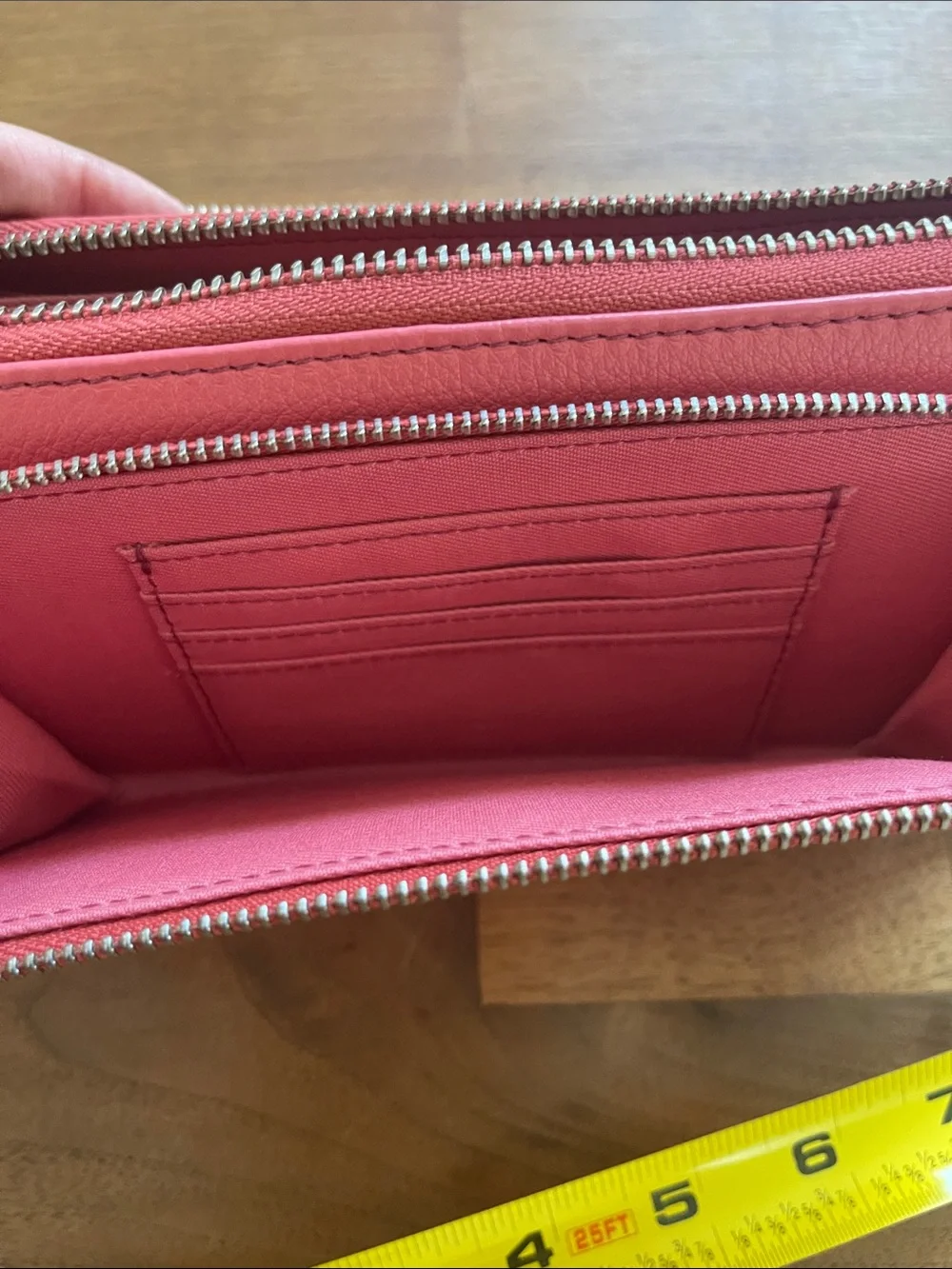 Fossil Coral Pink Leather Wristlet Wallet with Zip Pocket
